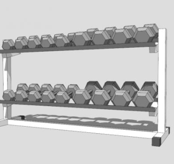 室内健身器材杠铃架SU模型下载_sketchup草图大师SKP模型