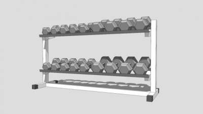 室内健身器材杠铃架SU模型下载_sketchup草图大师SKP模型