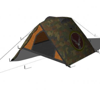 户外迷彩帐篷SU模型下载_sketchup草图大师SKP模型
