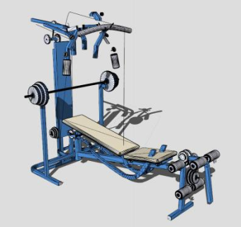 蓝色综合训练器SU模型下载_sketchup草图大师SKP模型