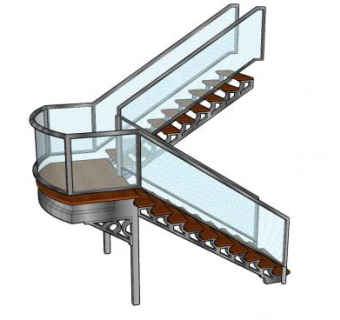 室内玻璃扶手楼梯sketchup模型下载_sketchup草图大师SKP模型