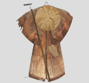 农村乡村装饰品蓑衣斗笠钉耙SU模型下载_sketchup草图大师SKP模型