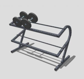 两层黑色杠铃架SU模型下载_sketchup草图大师SKP模型