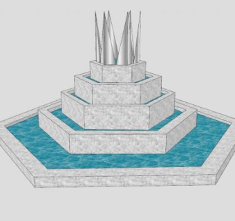 欧式园艺小喷泉SU模型下载_sketchup草图大师SKP模型