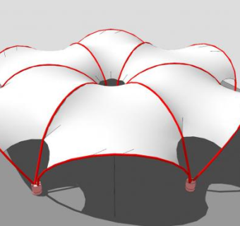 现代张拉膜廊架sketchup模型下载_sketchup草图大师SKP模型