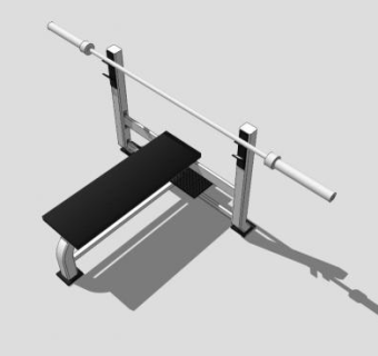 健身器材黑色卧推架SU模型下载_sketchup草图大师SKP模型