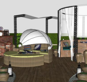 欧式屋顶花园景观SU模型下载_sketchup草图大师SKP模型