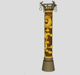 中式文化柱子盘龙柱SU模型下载_sketchup草图大师SKP模型