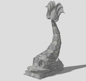 河豚雕塑石像SU模型下载_sketchup草图大师SKP模型