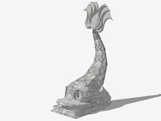 河豚雕塑石像SU模型下载_sketchup草图大师SKP模型