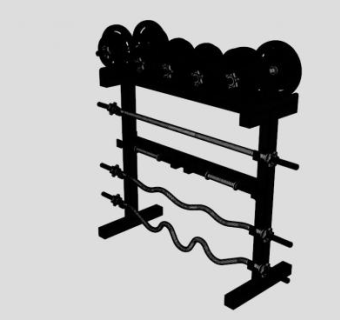 室内健身器材黑色杠铃架SU模型下载_sketchup草图大师SKP模型