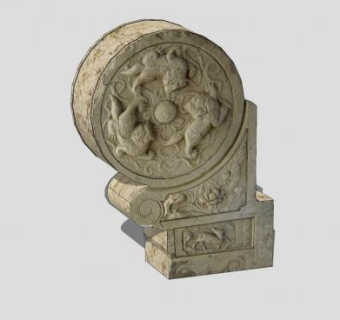 浮雕抱鼓石SU模型下载_sketchup草图大师SKP模型