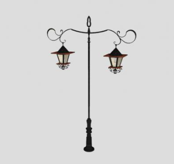 欧式路灯双灯座SU模型下载_sketchup草图大师SKP模型