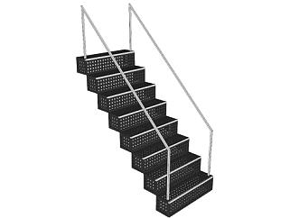 铁质楼梯工业楼梯SU模型下载_sketchup草图大师SKP模型