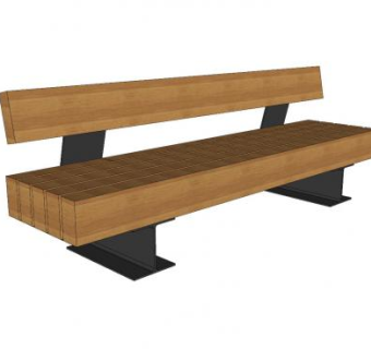 防腐木户外座椅公园长椅SU模型下载_sketchup草图大师SKP模型