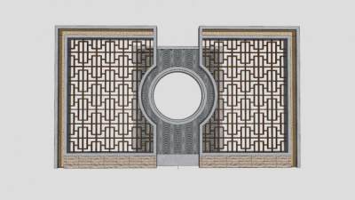 细致的中式景墙SU模型下载_sketchup草图大师SKP模型