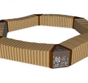 户外座椅之六边形景观座椅SU模型下载_sketchup草图大师SKP模型