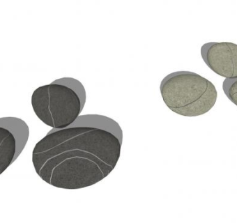 两种鹅卵石小石头SU模型下载_sketchup草图大师SKP模型