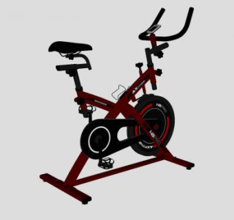 红色动感单车室内健身器材SU模型下载_sketchup草图大师SKP模型