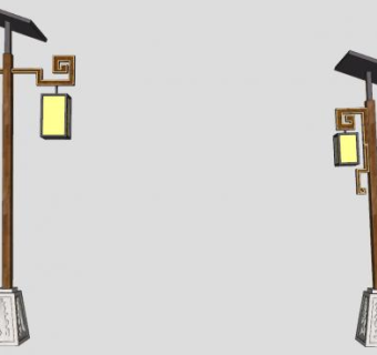 中式路灯马头灯太阳能街灯SU模型下载_sketchup草图大师SKP模型