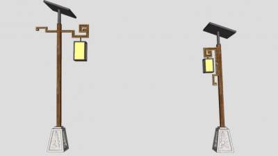 中式路灯马头灯太阳能街灯SU模型下载_sketchup草图大师SKP模型