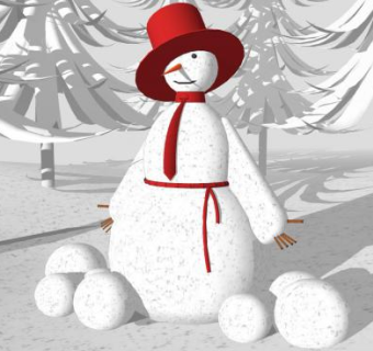 带帽子的雪人和雪景SU模型下载_sketchup草图大师SKP模型