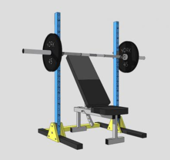 哑铃凳和杠铃架SU模型下载_sketchup草图大师SKP模型