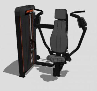 室内健身器材坐姿推胸训练器SU模型下载_sketchup草图大师SKP模型