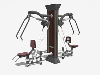 室内健身器材背肌训练器SU模型下载_sketchup草图大师SKP模型