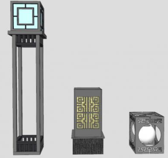 中式庭院灯景观灯具SU模型下载_sketchup草图大师SKP模型
