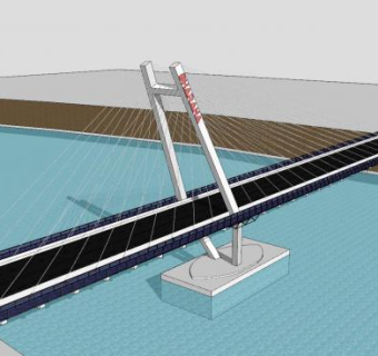 现代双通大桥桥梁SU模型下载_sketchup草图大师SKP模型