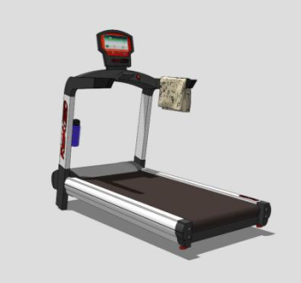 室内健身器械跑步机SU模型下载_sketchup草图大师SKP模型