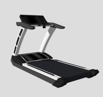 健身器械黑色跑步机SU模型下载_sketchup草图大师SKP模型