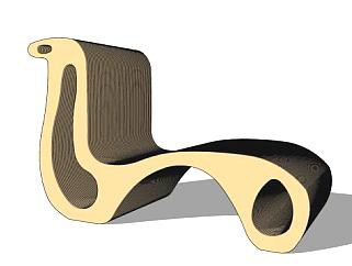 创意木质椅子座椅SU模型下载_sketchup草图大师SKP模型