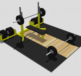 室内黄色哑铃凳SU模型下载_sketchup草图大师SKP模型