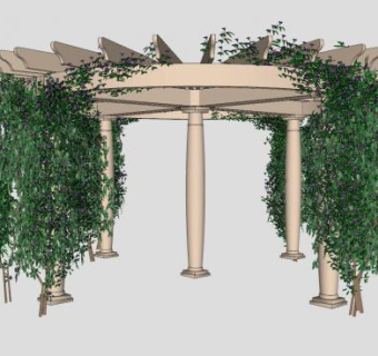 圆形花架藤蔓爬藤植物SU模型下载_sketchup草图大师SKP模型