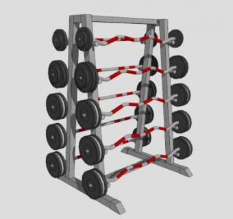 健身器械杠铃片架SU模型下载_sketchup草图大师SKP模型