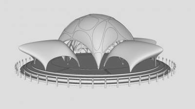 白模圆形廊架SU模型下载_sketchup草图大师SKP模型