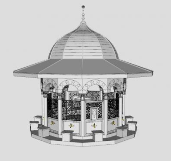 欧式亭子圆顶亭子SU模型下载_sketchup草图大师SKP模型