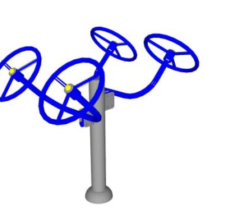 双人肩部户外健身器材SU模型下载_sketchup草图大师SKP模型