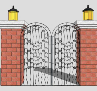 欧式精致铁艺大门SU模型下载_sketchup草图大师SKP模型