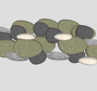 小石子石头石块鹅卵石SU模型下载_sketchup草图大师SKP模型