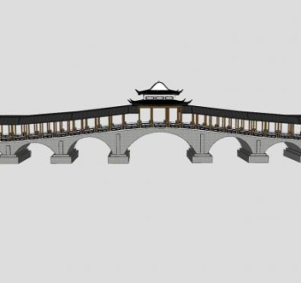 孔桥廊桥风雨桥SU模型下载_sketchup草图大师SKP模型