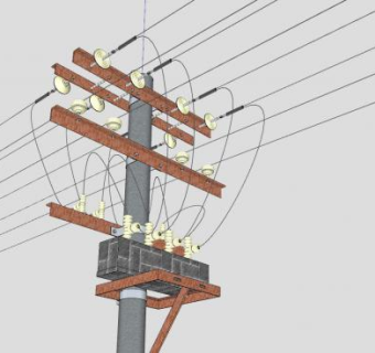 高压电线杆设施SU模型下载_sketchup草图大师SKP模型