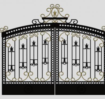 巴洛克建筑风格铁艺大门SU模型下载_sketchup草图大师SKP模型