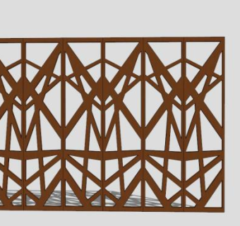 木色铁艺大门SU模型下载_sketchup草图大师SKP模型
