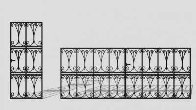 室外铁艺护栏围栏大门SU模型下载_sketchup草图大师SKP模型