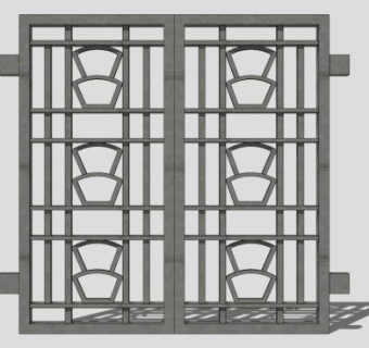 现代铁艺大门SU模型下载_sketchup草图大师SKP模型