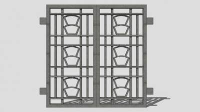 现代铁艺大门SU模型下载_sketchup草图大师SKP模型