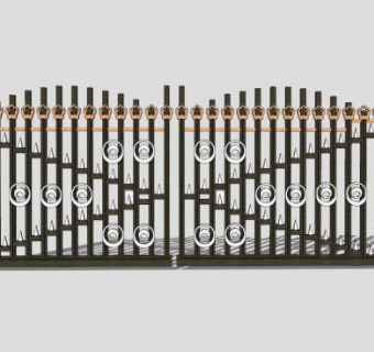 现代护栏铁艺大门SU模型下载_sketchup草图大师SKP模型